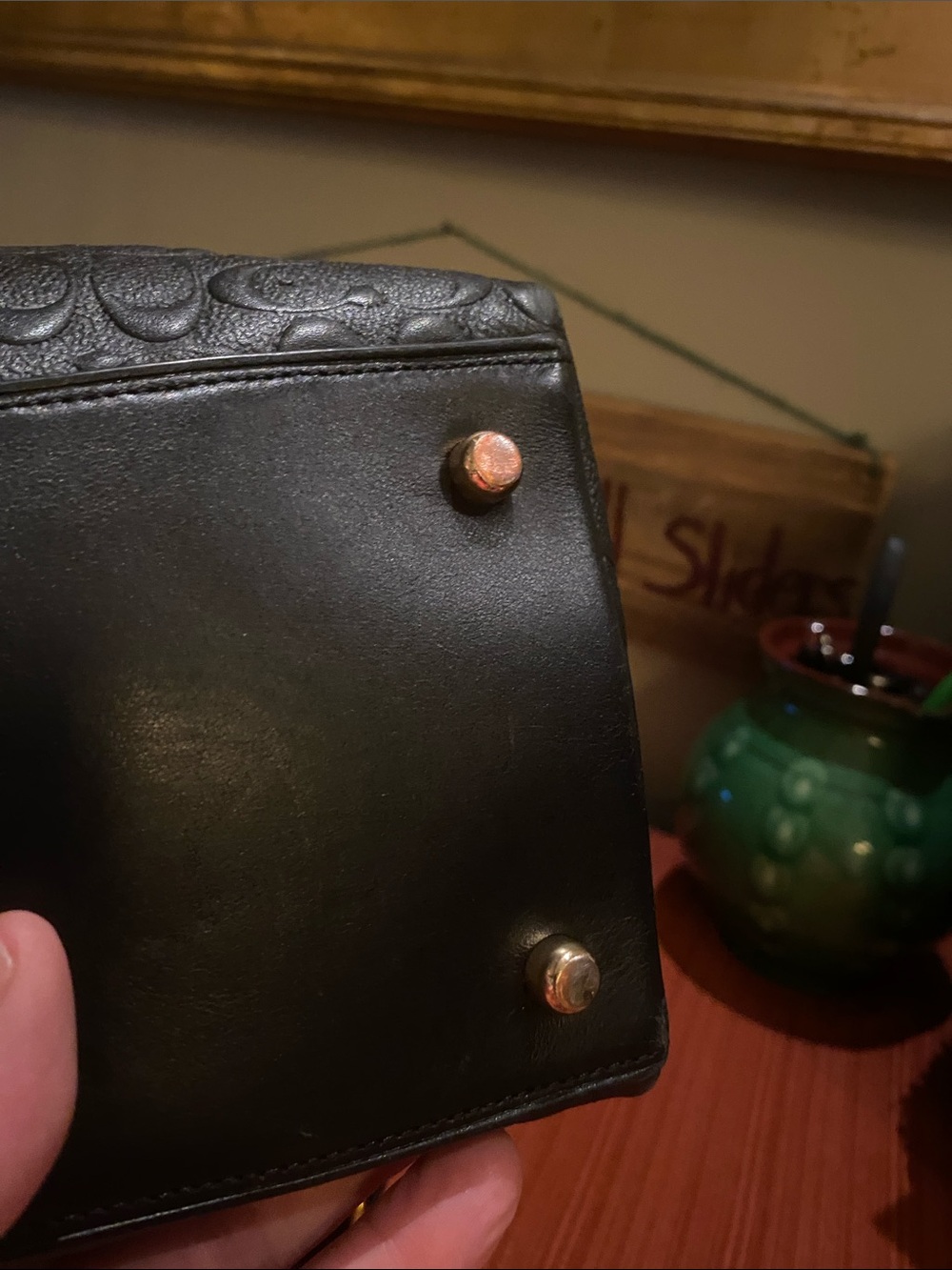 Coach Emma Black Satchel Crossbody Signature C and Cowhide Leather w/Gold studs - Picture 10 of 16
